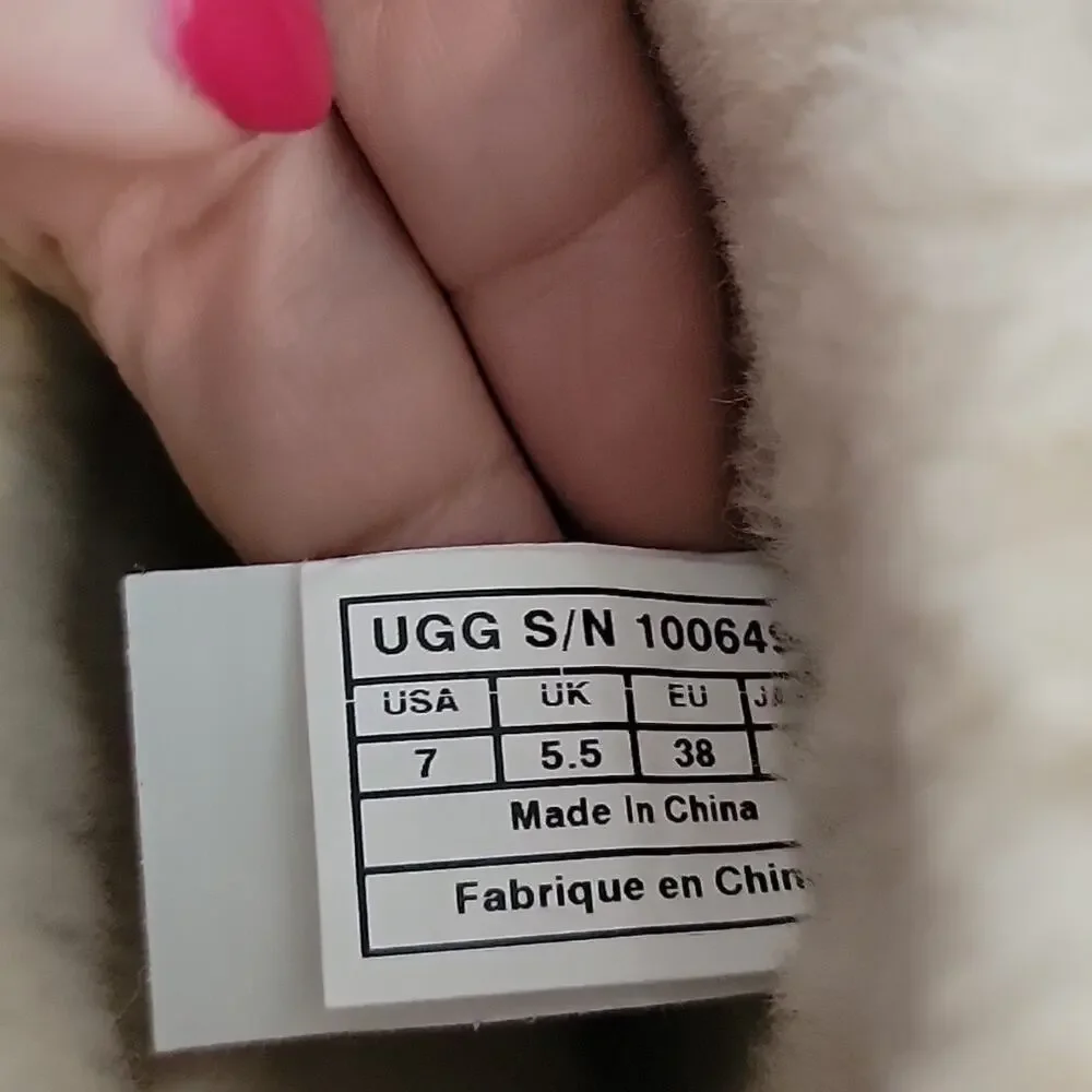 Ugg Triana Seaweed Perforated Leather Shearling Boots, 7